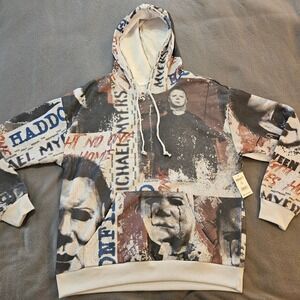Halloween II Michael Myers Collage Graphic Hoodie Sweatshirt Mens Size M